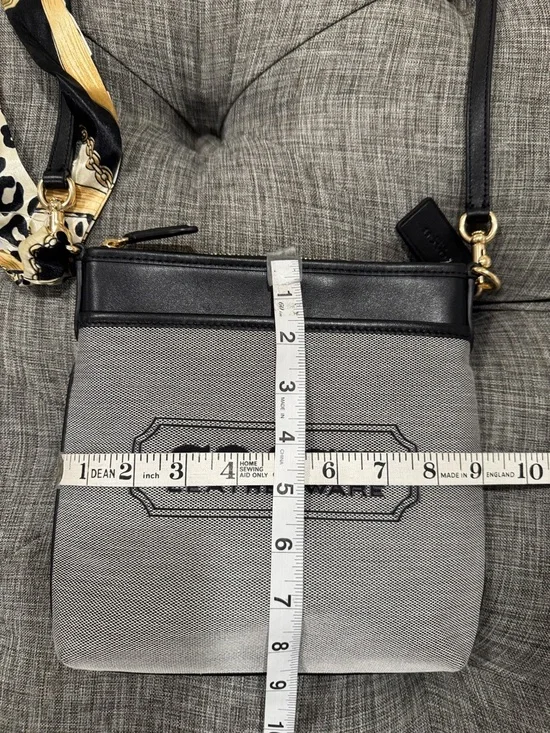 Coach Kitt Messenger Crossbody Salt Black Woven Jacquard Leather Trim Small Bag - Picture 17 of 17